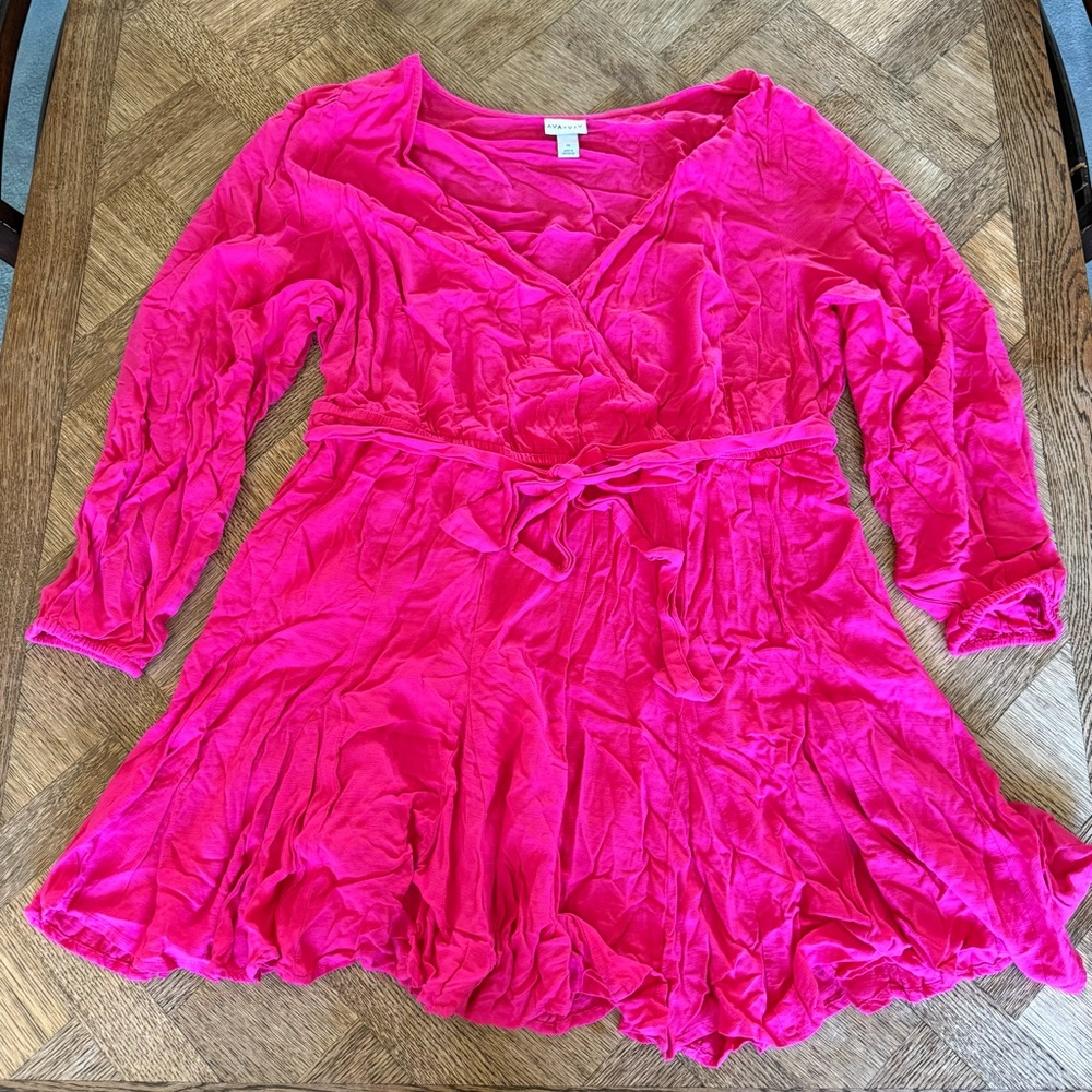 Ava & Viv Bright Hot Pink Mini Dress 1X with Pockets